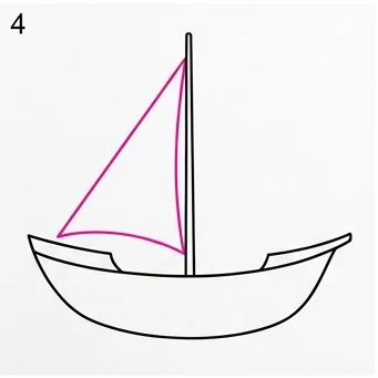 How to Draw a Sailing Ship: Easy Step-by-Step Drawing Tutorial for Kids 5 How to Draw a Sailing Ship Step 4