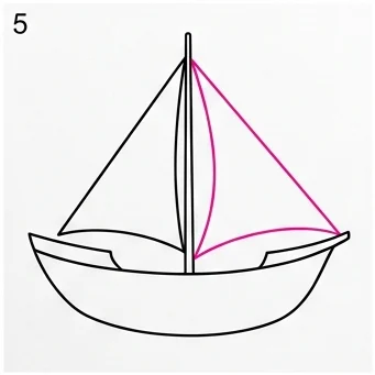 How to Draw a Sailing Ship: Easy Step-by-Step Drawing Tutorial for Kids 6 How to Draw a Sailing Ship Step 5