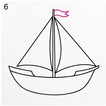 How to Draw a Sailing Ship: Easy Step-by-Step Drawing Tutorial for Kids 7 How to Draw a Sailing Ship Step 6
