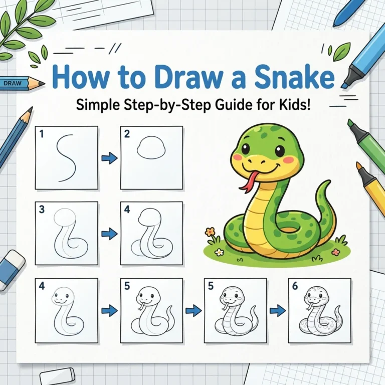 How to Draw a Snake: Easy Step-by-Step Drawing Tutorial for Kids 51 How to Draw a Snake