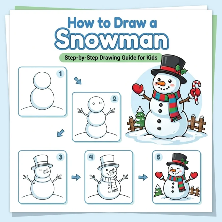 How to Draw a Snowman: Easy Step-by-Step Drawing Tutorial for Kids 51 How to Draw a Snowman