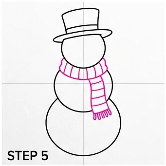 How to Draw a Snowman: Easy Step-by-Step Drawing Tutorial for Kids 6 How to Draw a Snowman Step 5