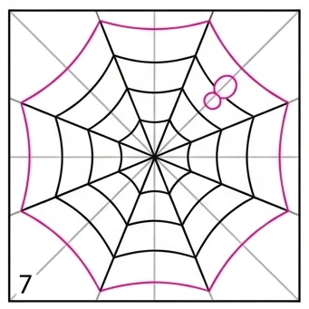 How to Draw a Spider Web: Easy Step-by-Step Drawing Tutorial for Kids 8 How to Draw a Spider Web Step 7