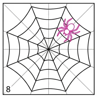 How to Draw a Spider Web: Easy Step-by-Step Drawing Tutorial for Kids 9 How to Draw a Spider Web Step 8