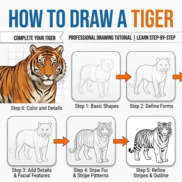 How to Draw a Tiger: Easy Step-by-Step Drawing Tutorial for Kids 41 How to Draw a Tiger