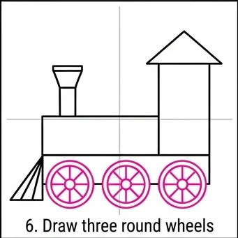 How to Draw a Train: Easy Step-by-Step Drawing Tutorial for Kids 7 How to Draw a Train Step 6