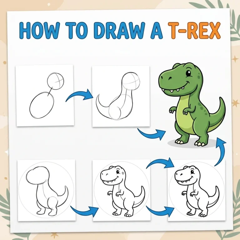 How to Draw a T-Rex: Easy Step-by-Step Drawing Tutorial for Kids 31 How to Draw a T-Rex