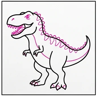 How to Draw a T-Rex: Easy Step-by-Step Drawing Tutorial for Kids 9 How to Draw a T-Rex Step 8