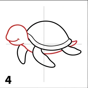 How to Draw a Sea Turtle: Easy Step-by-Step Drawing Tutorial for Kids 5 How to Draw a Sea Turtle Step 4