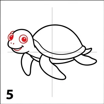How to Draw a Sea Turtle: Easy Step-by-Step Drawing Tutorial for Kids 6 How to Draw a Sea Turtle Step 5