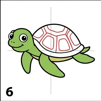 How to Draw a Sea Turtle: Easy Step-by-Step Drawing Tutorial for Kids 7 How to Draw a Sea Turtle Step 6