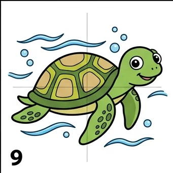How to Draw a Sea Turtle: Easy Step-by-Step Drawing Tutorial for Kids 10 How to Draw a Sea Turtle Step 9
