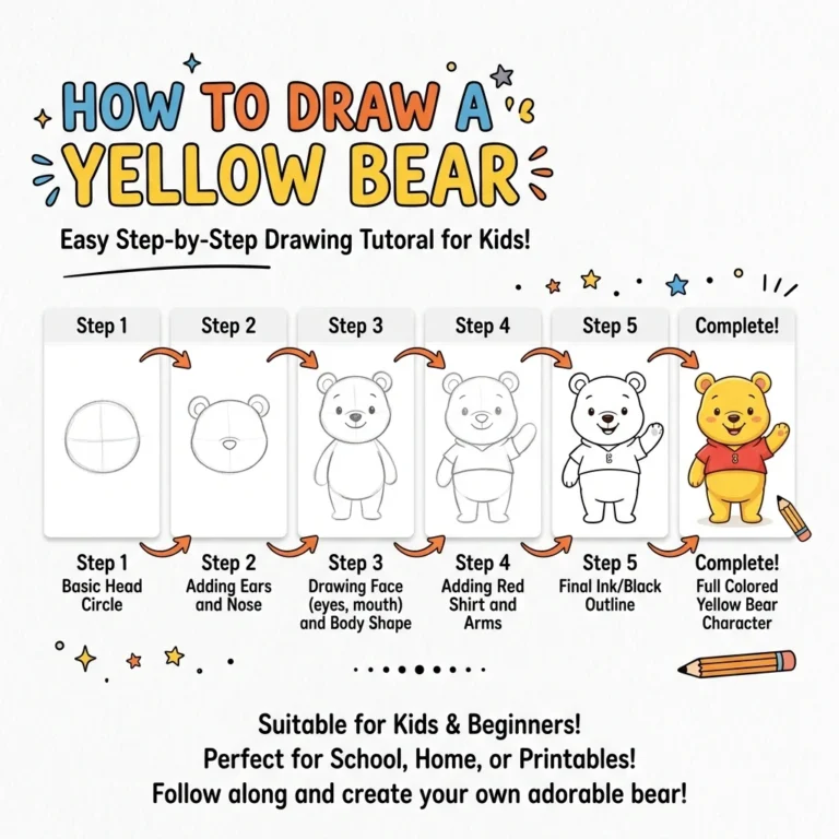 How to Draw a Yellow Bear: Easy Step-by-Step Drawing Tutorial for Kids 41 How to Draw a Yellow Bear